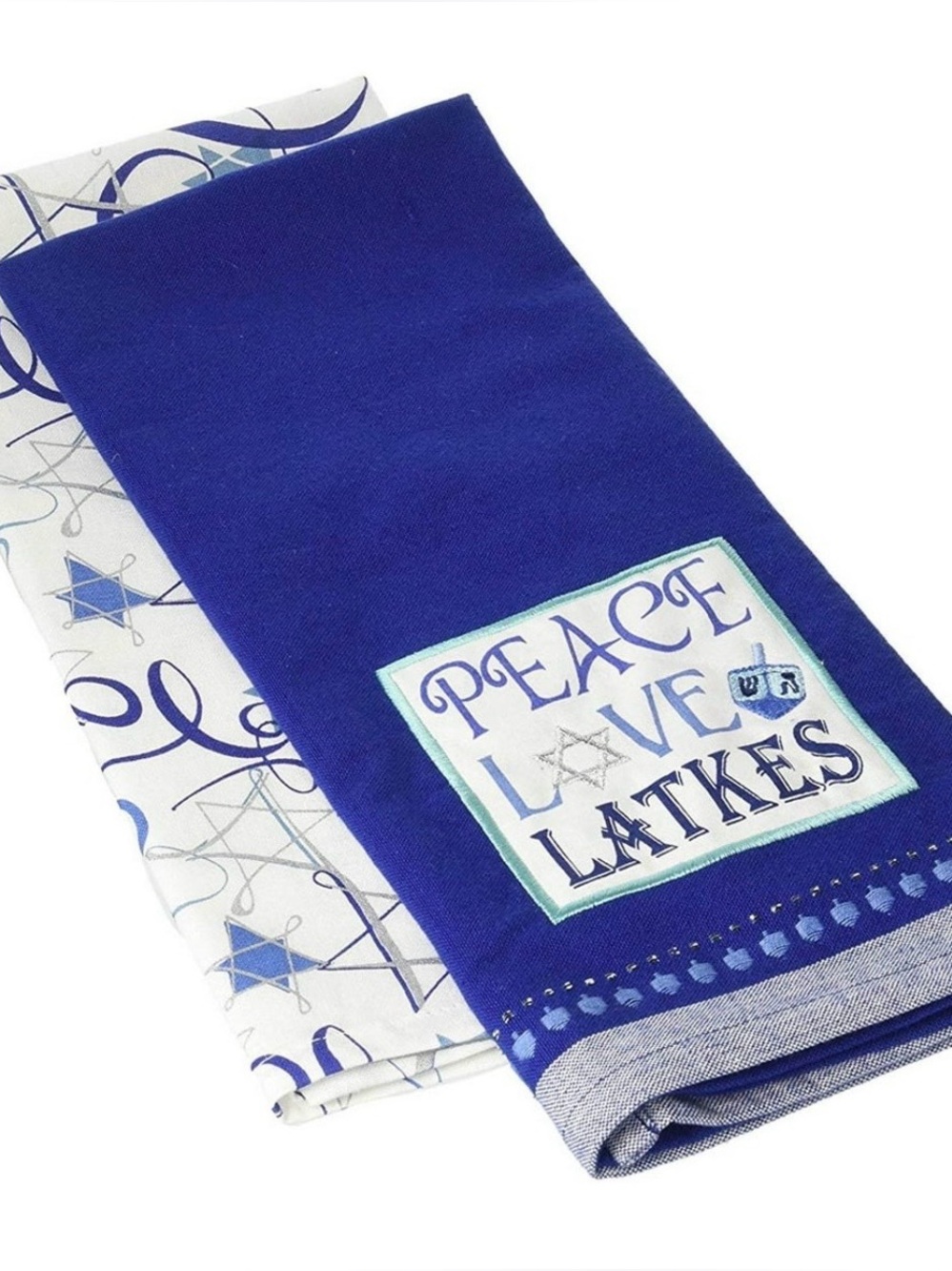 Blue "Peace Love Latkes" Hanukkah Kitchen Towel - Brand Unknown
